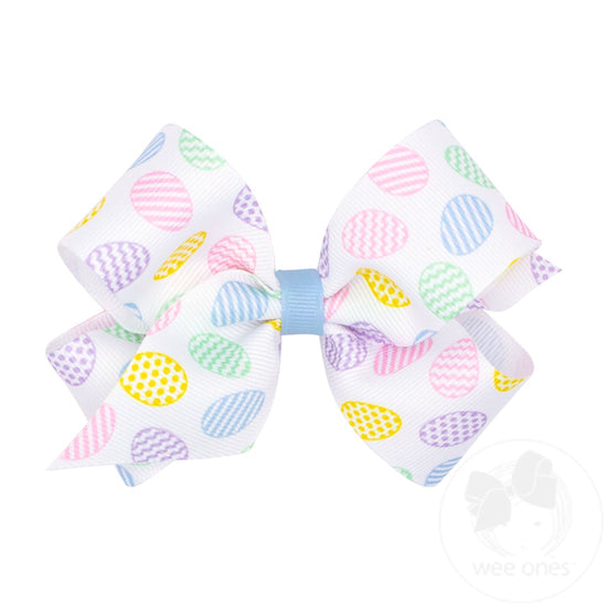 King Grosgrain Hair Bow with Easter Egg Print