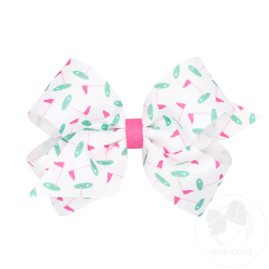 King Grosgrain Hair Bow Golf Green Print