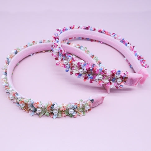 Confetti Pearl Headband | Light Pink or Dark Pink