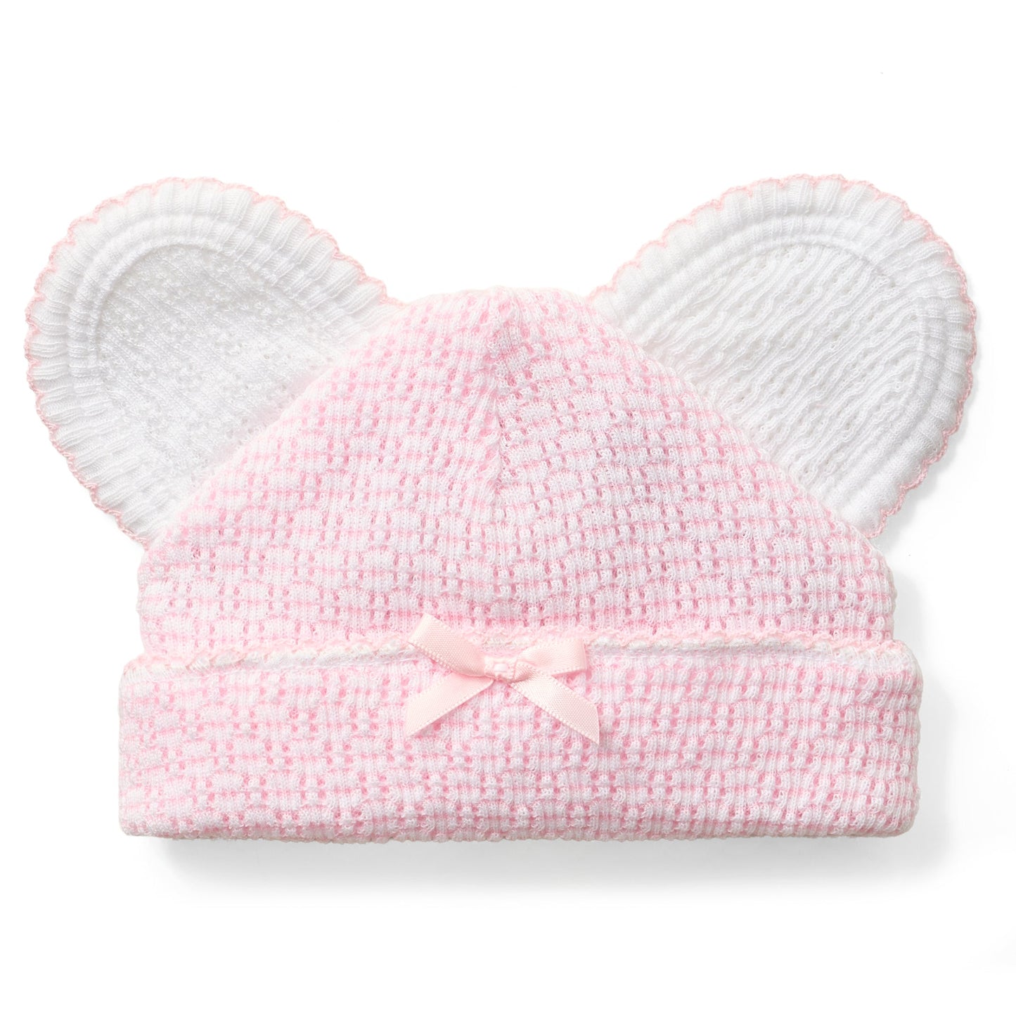 Paty Knit Solid Color Bear Beanie | Pink