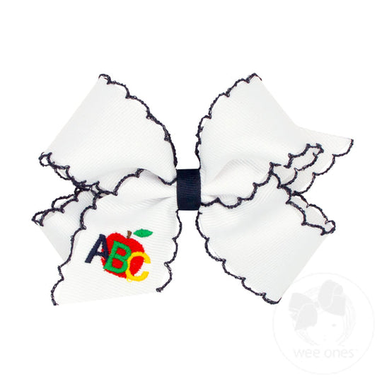 Medium Back to School Moonstitch Edge Grosgrain Bow | ABC's