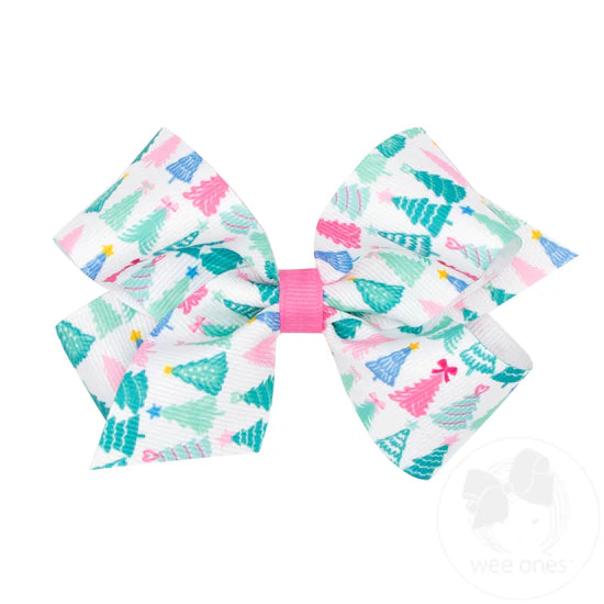 MEDIUM CHRISTMAS PRINT BOW ||  TREES
