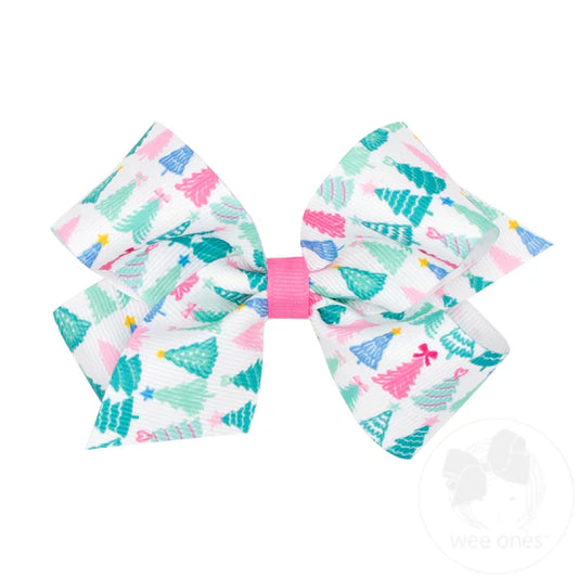 MEDIUM CHRISTMAS PRINT BOW ||  TREES