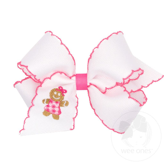 KING CHRISTMAS EMBROIDERED BOW || PINK GINGERBREAD