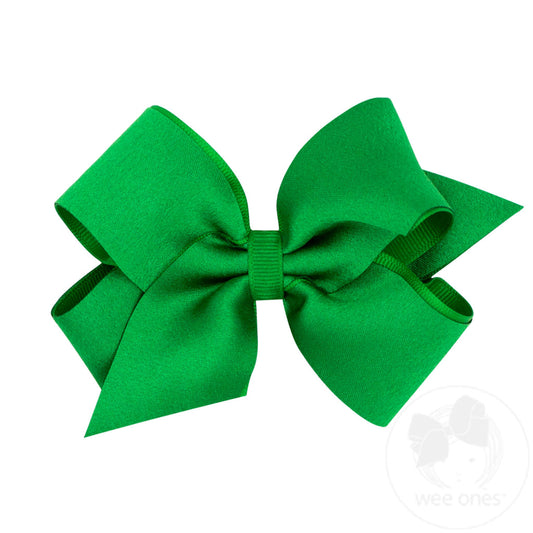 KING SATIN AND GROSSGRAIN OVERLAY BOW || GREEN