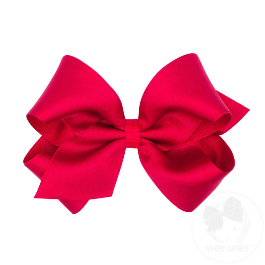 KING SATIN AND GROSSGRAIN OVERLAY BOW || RED
