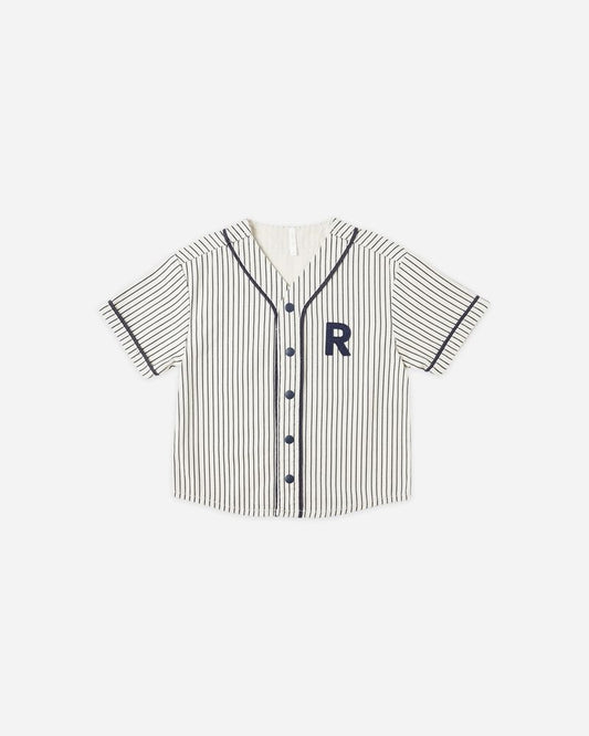 BASEBALL SHIRT || NAVY PINSTRIPE