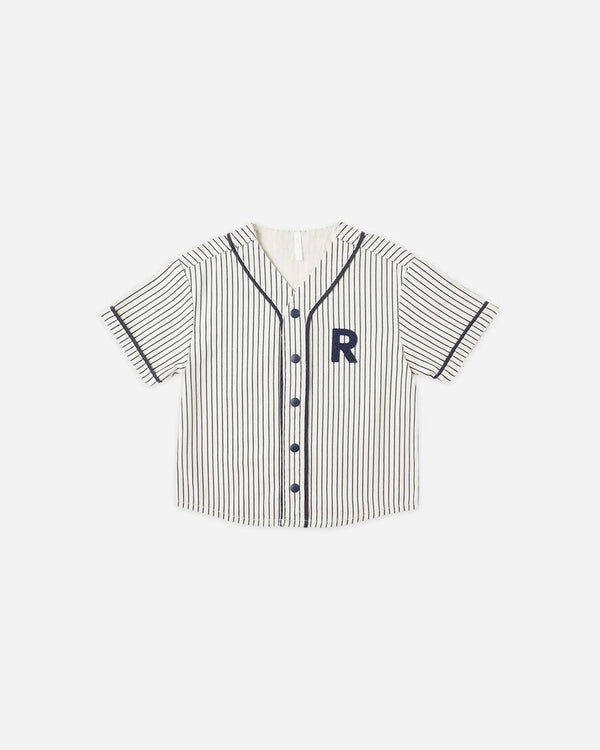 BASEBALL SHIRT || NAVY PINSTRIPE