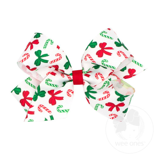 MEDIUM CHRISTMAS PRINT BOW || CANDY CANE