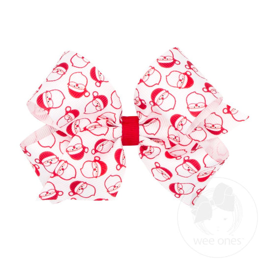 MEDIUM CHRISTMAS PRINT BOW || SANTA