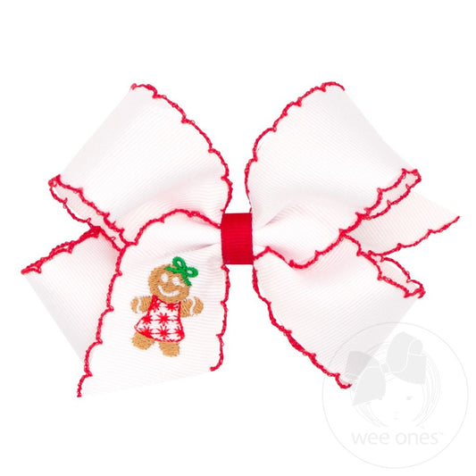 KING CHRISTMAS EMBROIDERED BOW || RED GINGERBREAD
