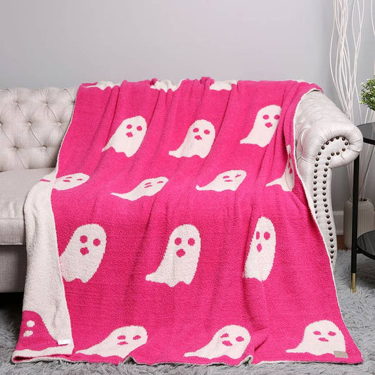 Ghost Patterned Throw Blanket | Fuchsia