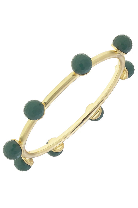 Allison Resin Beaded Bangle | Green