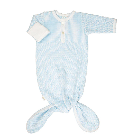 Knotted Placket Gown w Bow | Blue