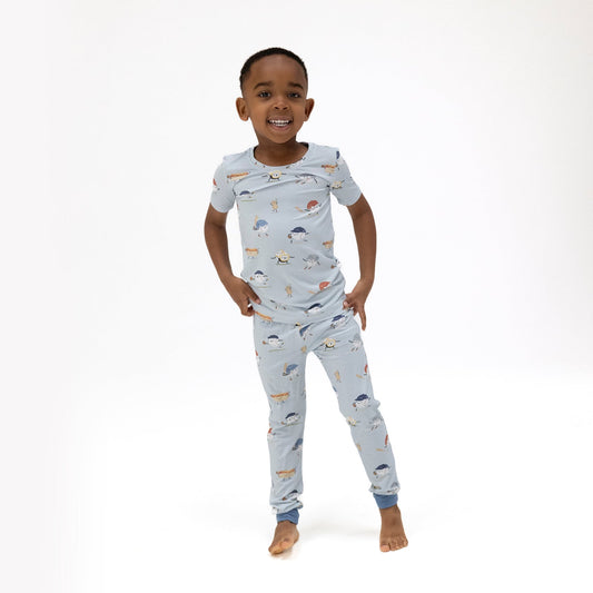 Short Sleeve Loungewear Set | Baseballs Playing Baseball