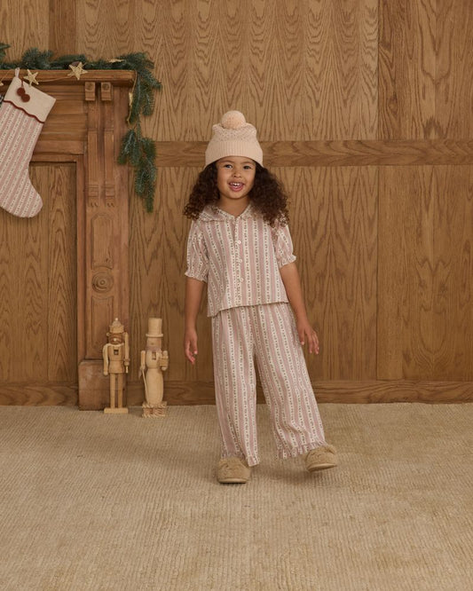 RUFFLE PAJAMAS || CANDY CANE STRIPE