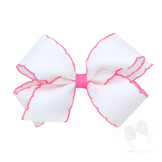 King Moonstitch Bow | White with Hot Pink