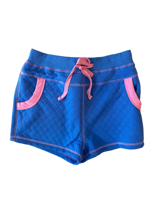Quilted Contrast Shorts | Blue & Pink