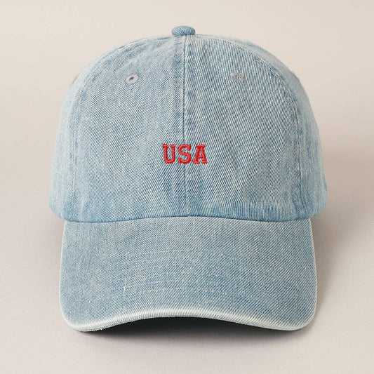 USA Embroidered Hat | Denim