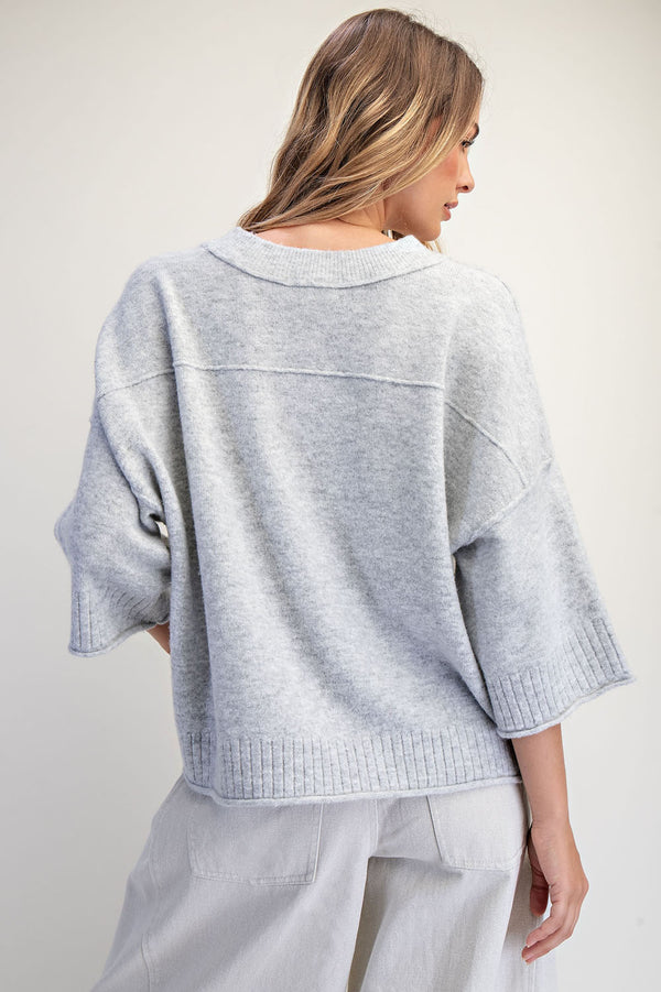 Crew Neck Oversized Sweater | Grey