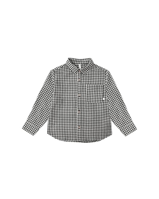 COLLARED LONG SLEEVE SHIRT || BLACK GINGHAM