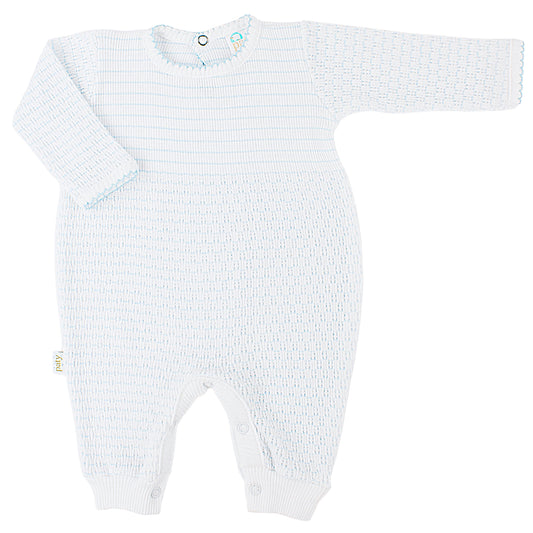 Knit Pinstripe Romper | Blue