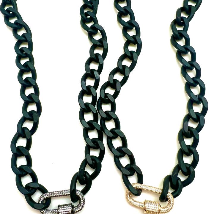 Curb Chain Carabiner 16in | Gold or Gunmetal Clasp