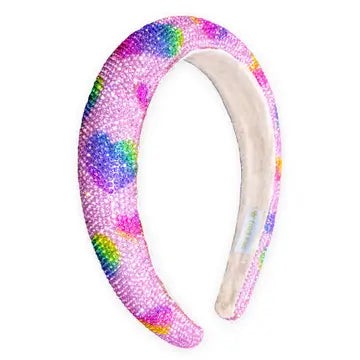 Rhinestone Heart Headband - Padded Tapered Rainbow Hair Band