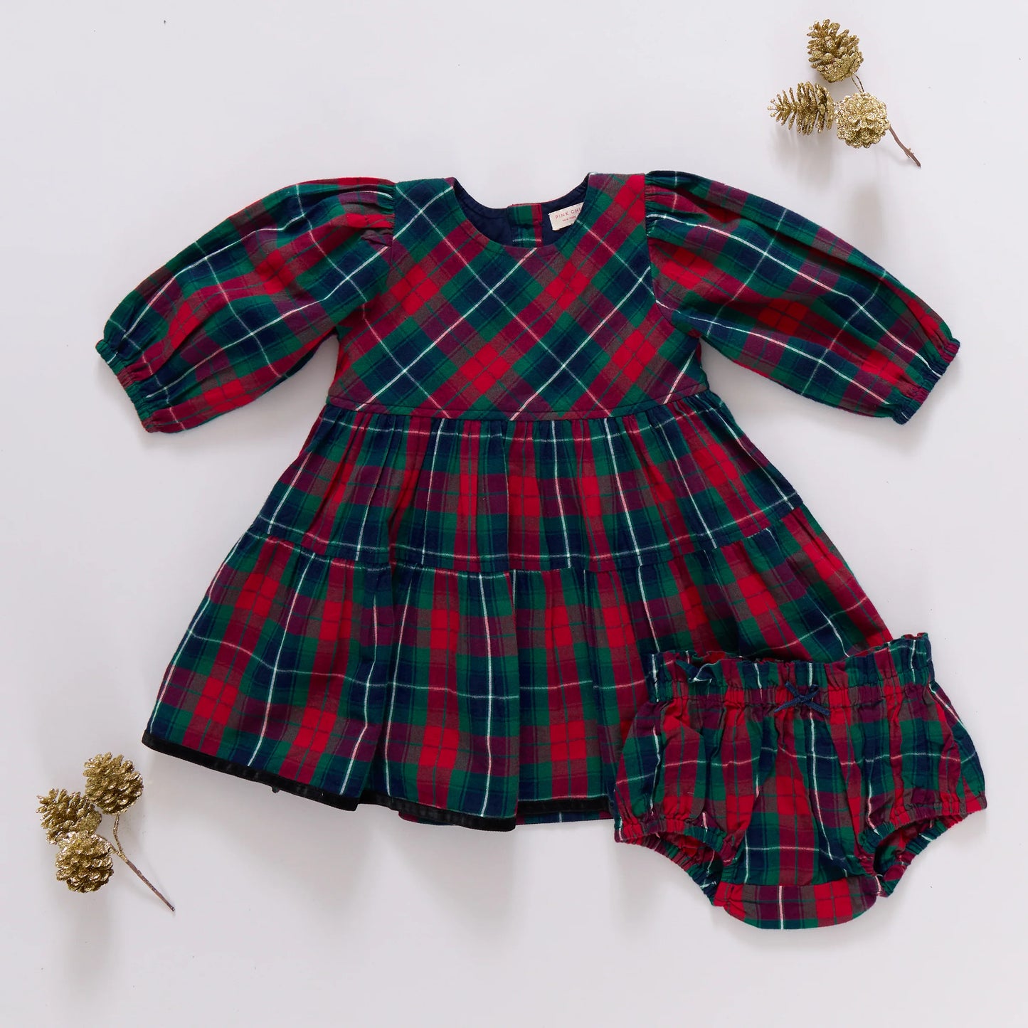 Baby Girls Maribelle Dress Set | Red Tartan