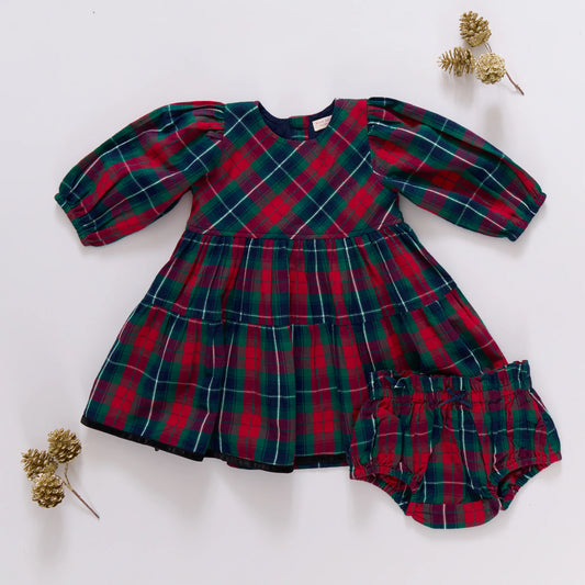 Baby Girls Maribelle Dress Set | Red Tartan