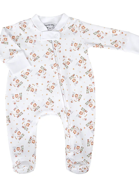 A Child Is Born Printed Zipper Footie