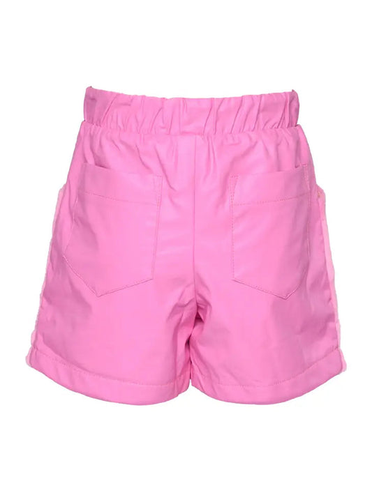 Faux Fur and Pleather Heart-Print Shorts | Pink