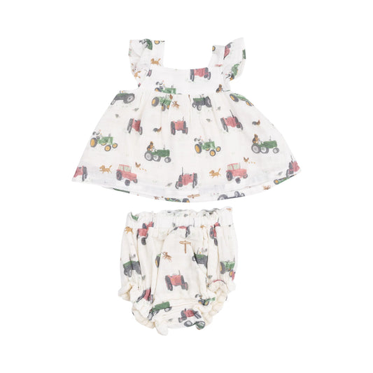 Tractor and Friends Pinafore and Diaper | Pink