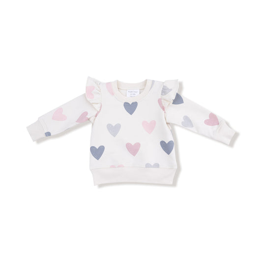 Ruffle Sweatshirt | French Terry Hearts