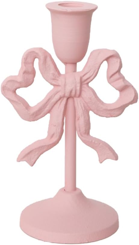 Metal Bow Candle Holder | Small | Pink