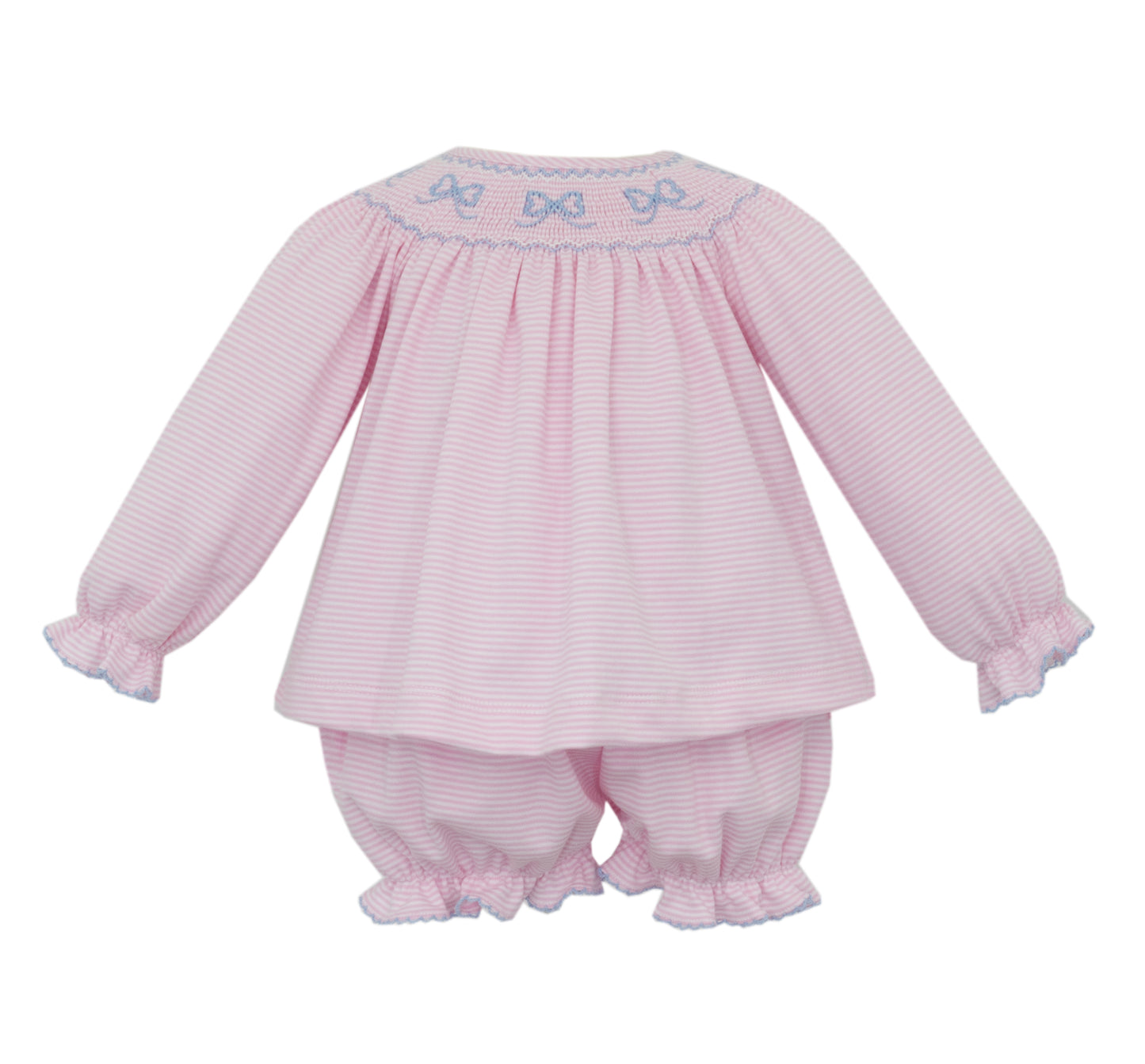 Pink Knit Stripe Bishop Bloomer Set | Bows