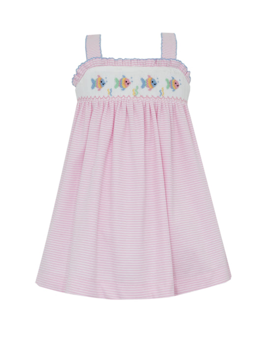 Pink Knit Strap Sundress | Smocked Fish