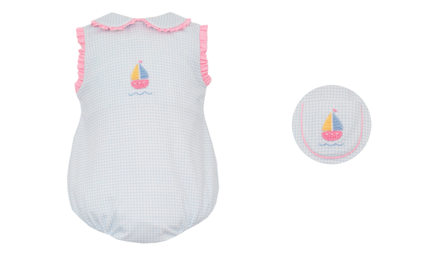 Girls Blue Gingham Bubble | Sailboat