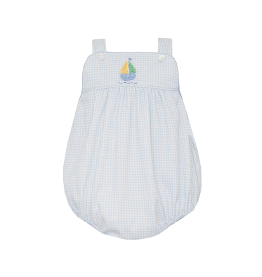 Boys Blue Gingham Bubble | Sailboat