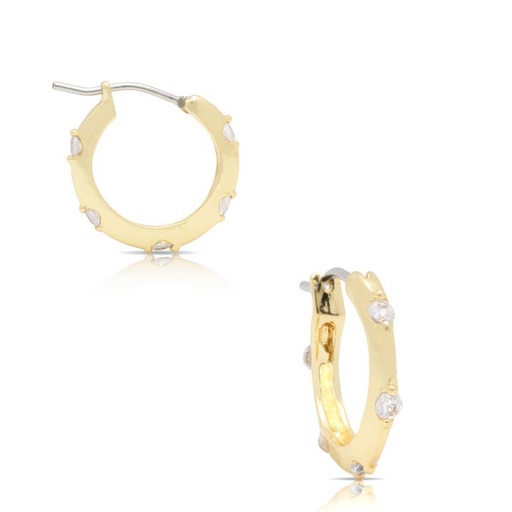 Hoop Earrings with Cz | Gold