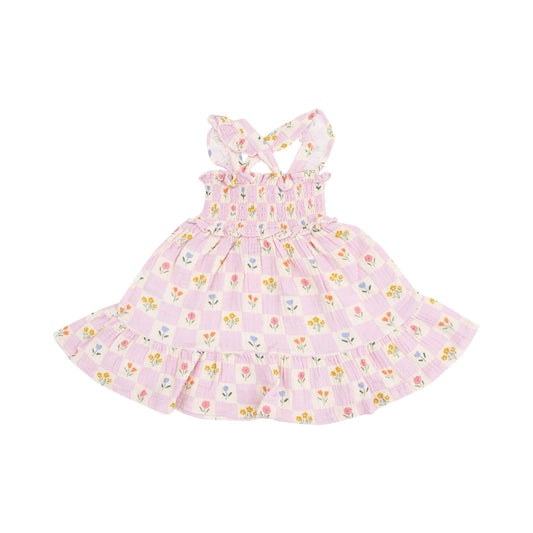 Smocked Ruffle Dress | Floral Check