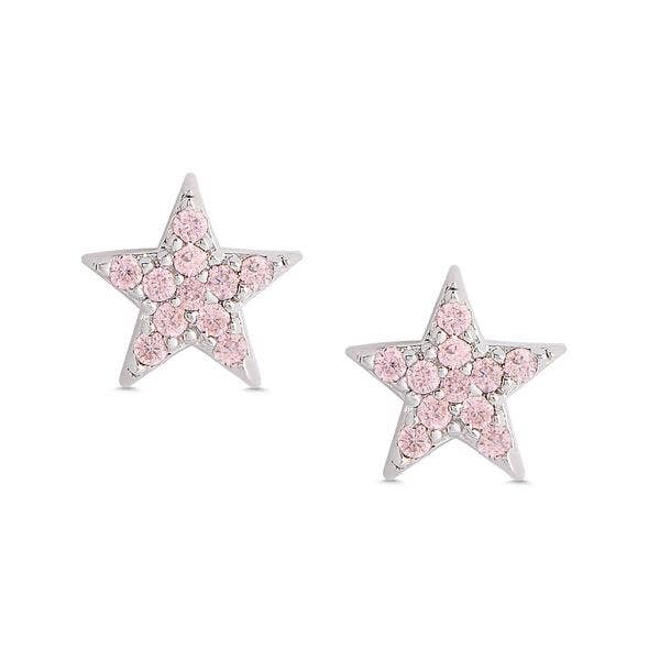 Pink Cz Star Stud Earrings | Sterling Silver