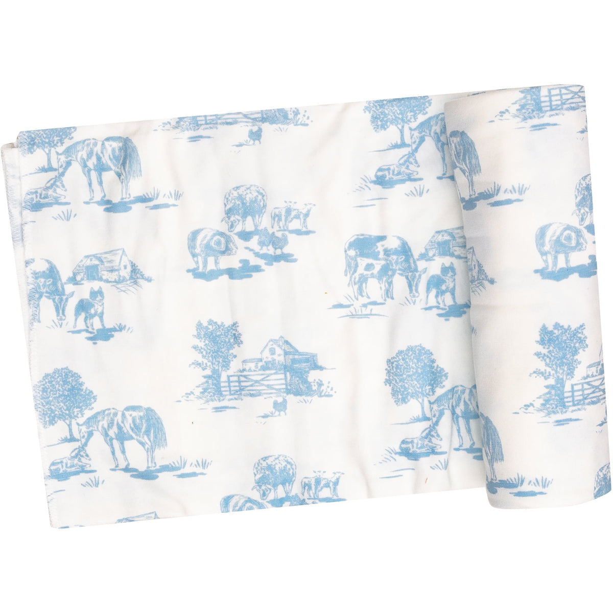 Swaddle Blanket | Farm Toile Blue