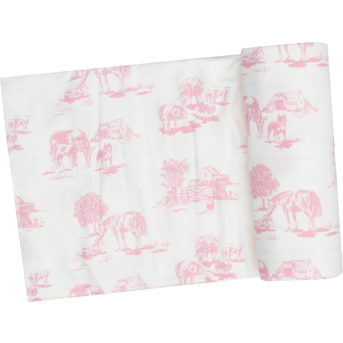 Swaddle Blanket | Farm Toile Pink