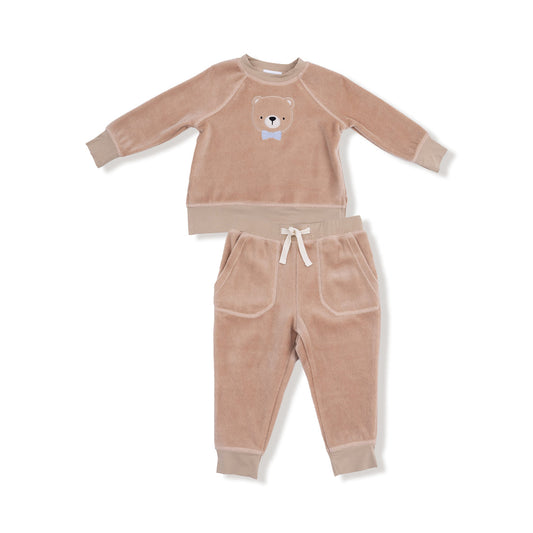 Raglan Sweatshirt and Jogger Set | Velour Teddy Bear