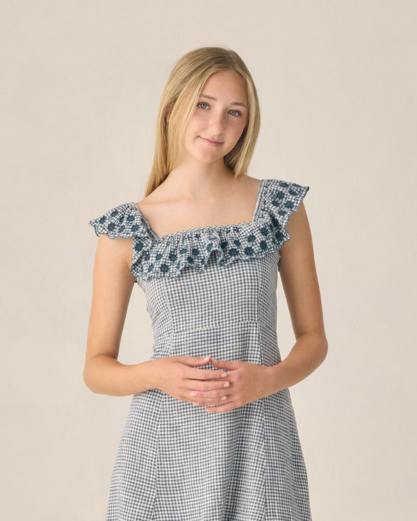 TEEN BIANCA MINI DRESS | MARINE GINGHAM
