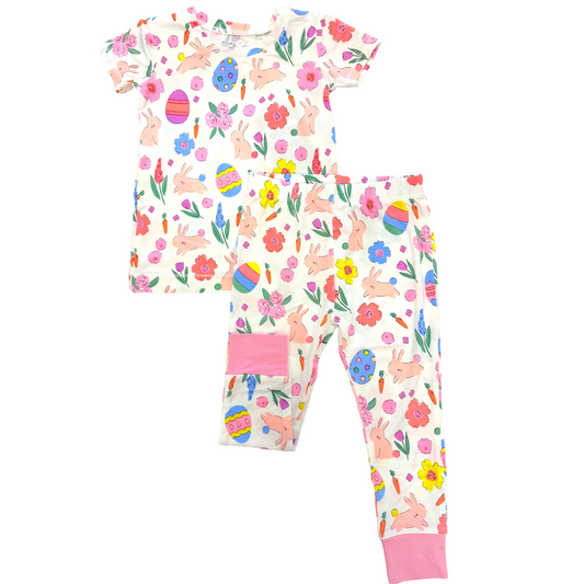 SS Loungewear Set | Easter Bunnies Pink