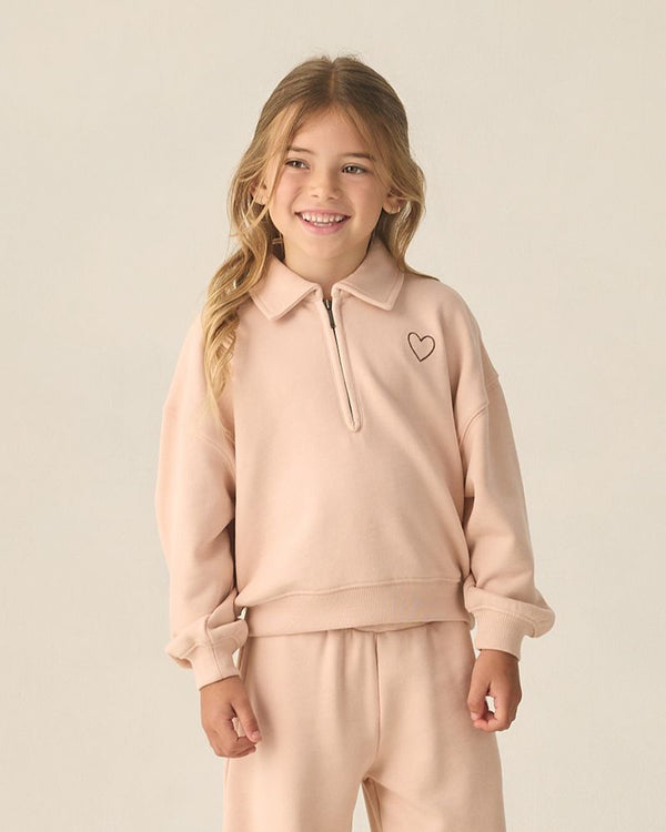 QUARTER ZIP SWEATSHIRT | BLUSH