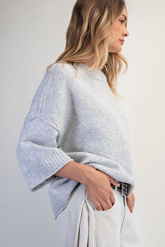 Crew Neck Oversized Sweater | Grey