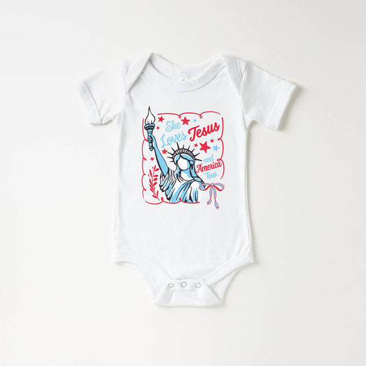 She Loves Jesus and America Too Onesie